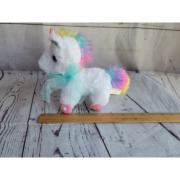 MTY INTERNATIONAL Small White Rainbow Unicorn Plush Rainbow Plastic Eyes - Picture 7 of 7